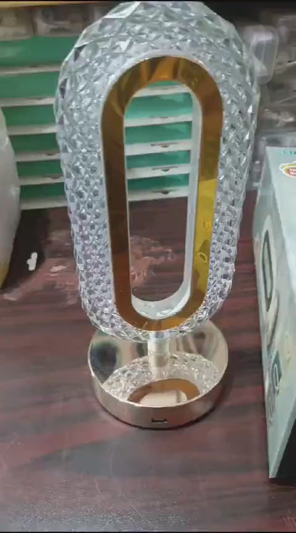 Rechargeable Crystal Oval Table Lamp Multicolor Touch Control