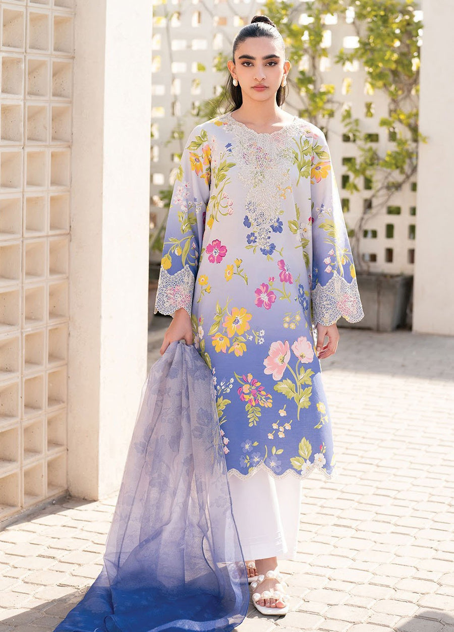 Xenia Pastel Bloom Floral 3 Piece Lawn Dress
