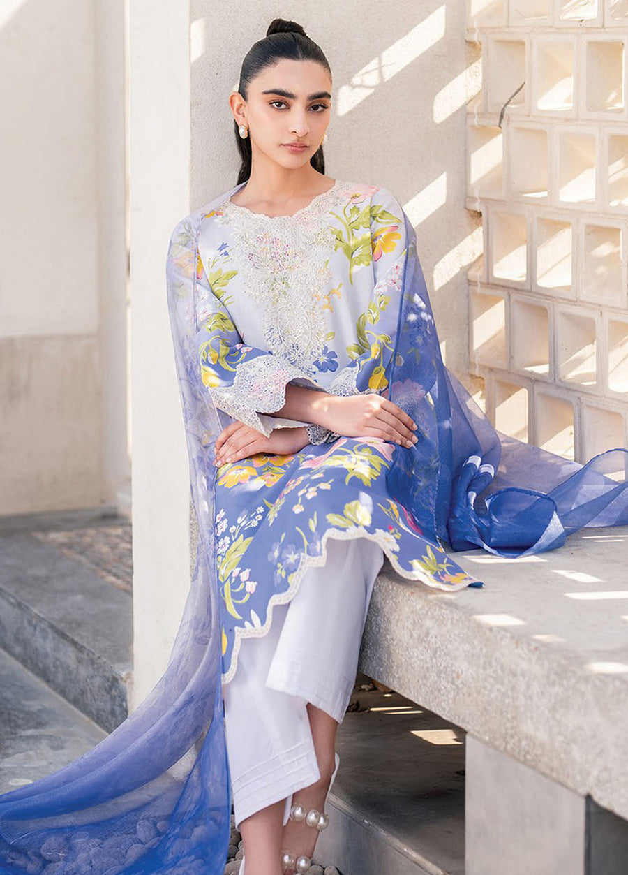 Xenia Pastel Bloom Floral 3 Piece Lawn Dress